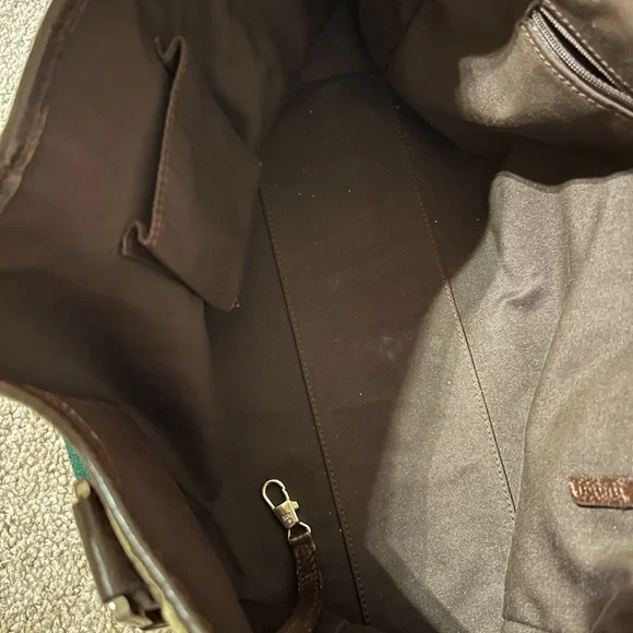 Gucci Brown Monogram Canvas Shoulder Bag with Stripe Handle - Picture 8 of 8